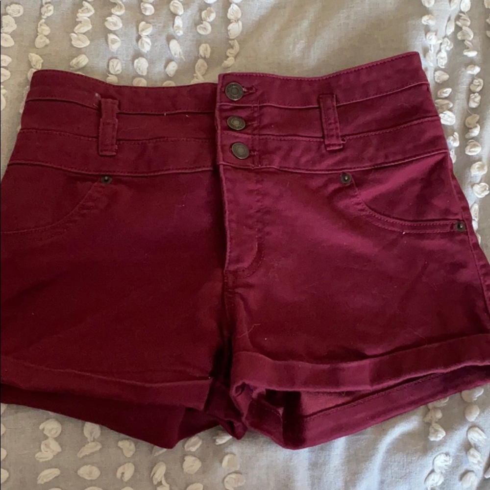 Burgundy high waisted shorts